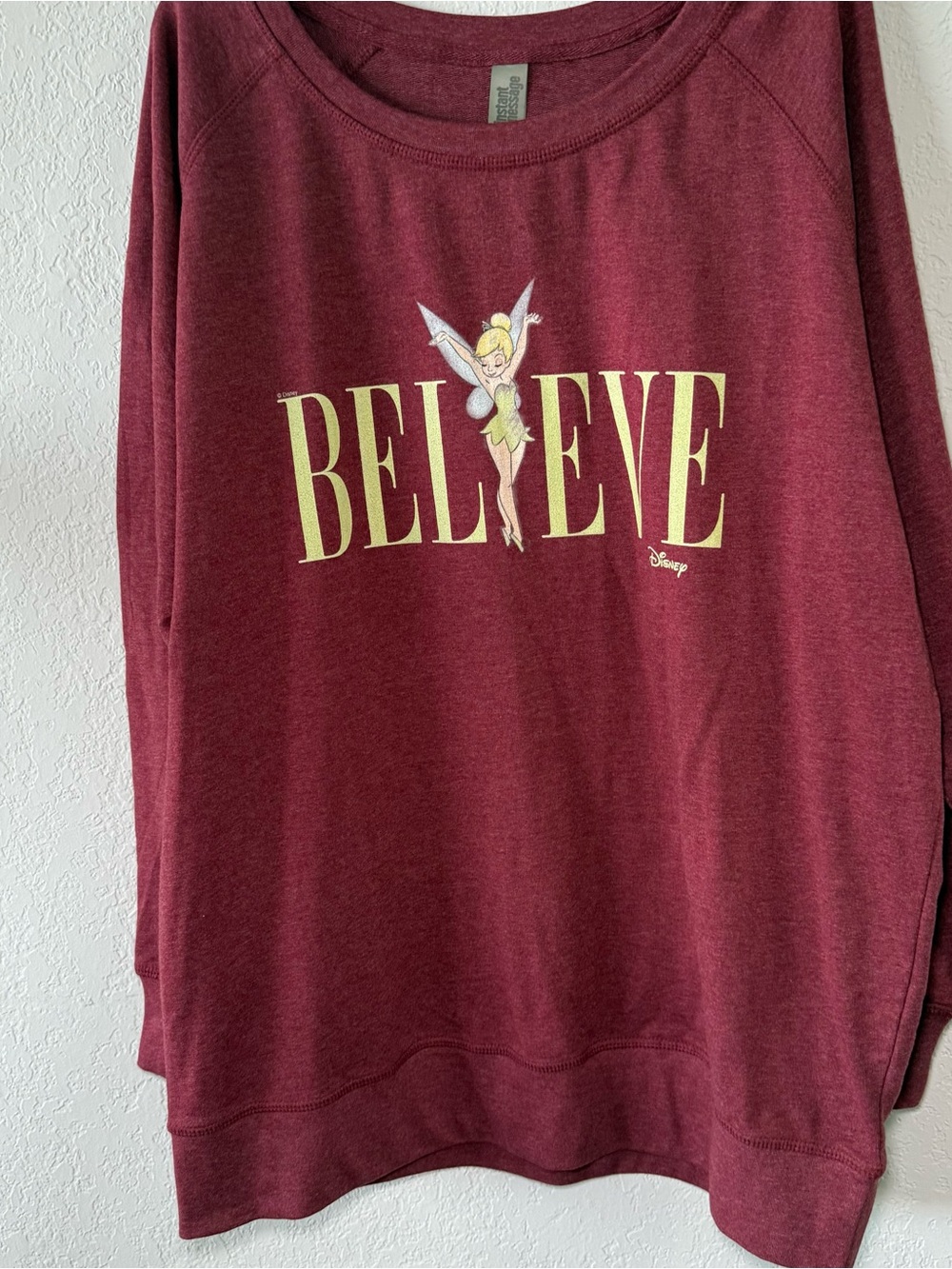 Disney Tinker Bell Believe Sweatshirt Women’s 1X Burgundy Pullover
